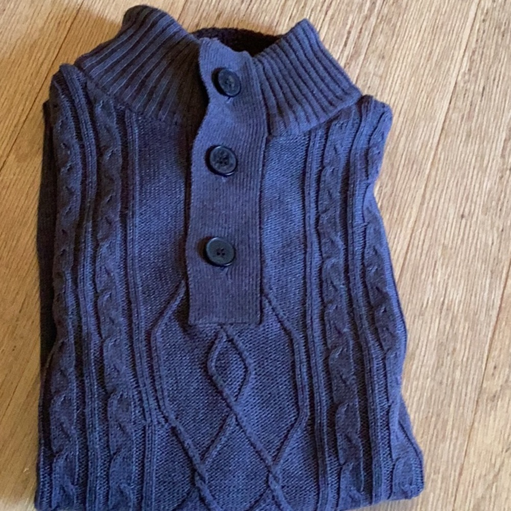 Tricots st Raphael cotton blend high button neck, lined with flee…